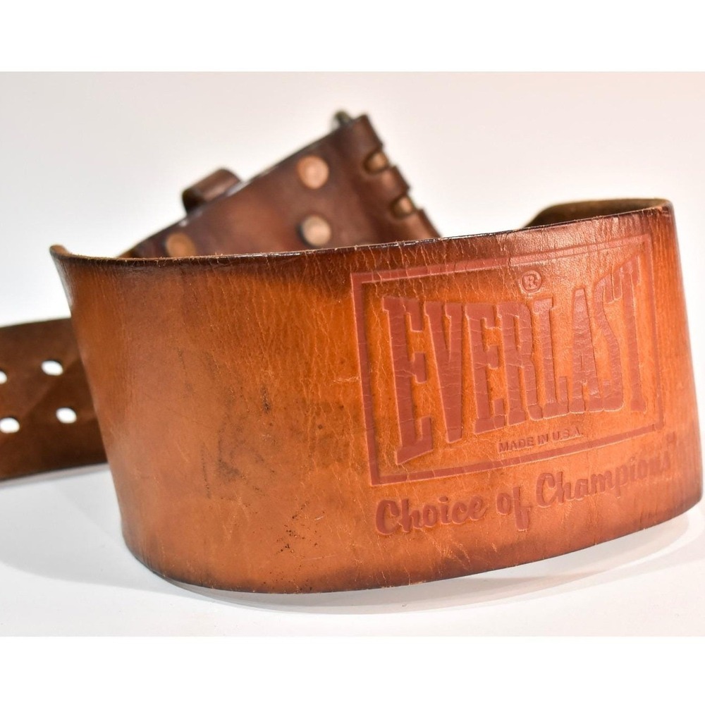 Everlast Genuine Leather Weight Lifting Belt Brown USA Choice of Champions